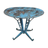 Blue garden table in riveted metal circa 1940