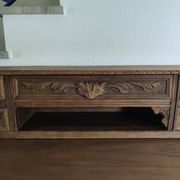 Antique carved oak desk.