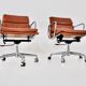 EA 217 Soft Pad Chairs in Cognac Leather by Charles & Ray Eames for ICF, 1970s set of 2