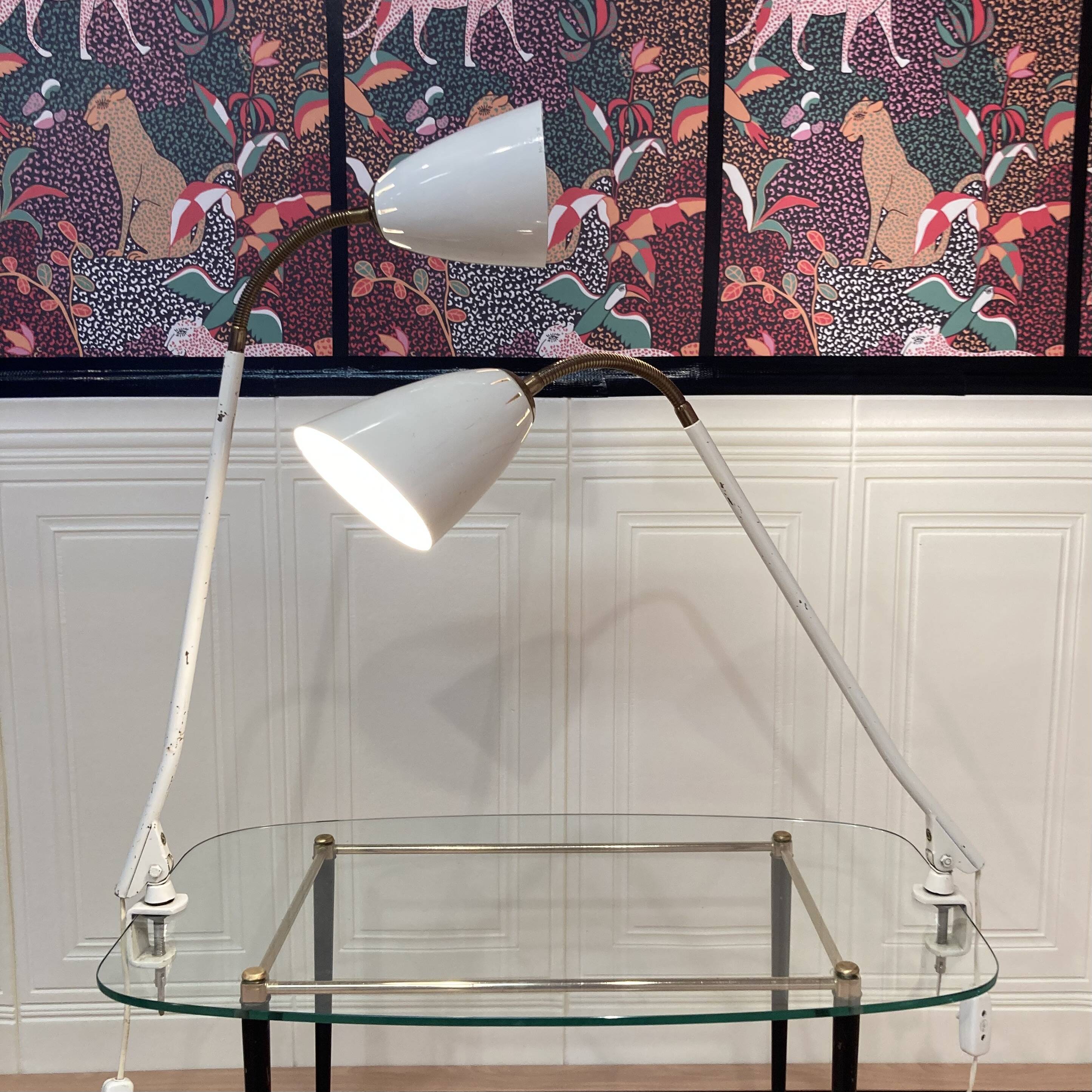 Pair of large modular scandinavian design wall lights from the 1950s.
