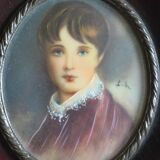 Miniature portrait of a young boy, framed and under glass