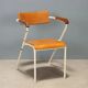 Vintage chair in enamelled metal and wood, Italian design, 1960s.