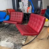Barcelona red leather chair Knoll edition
