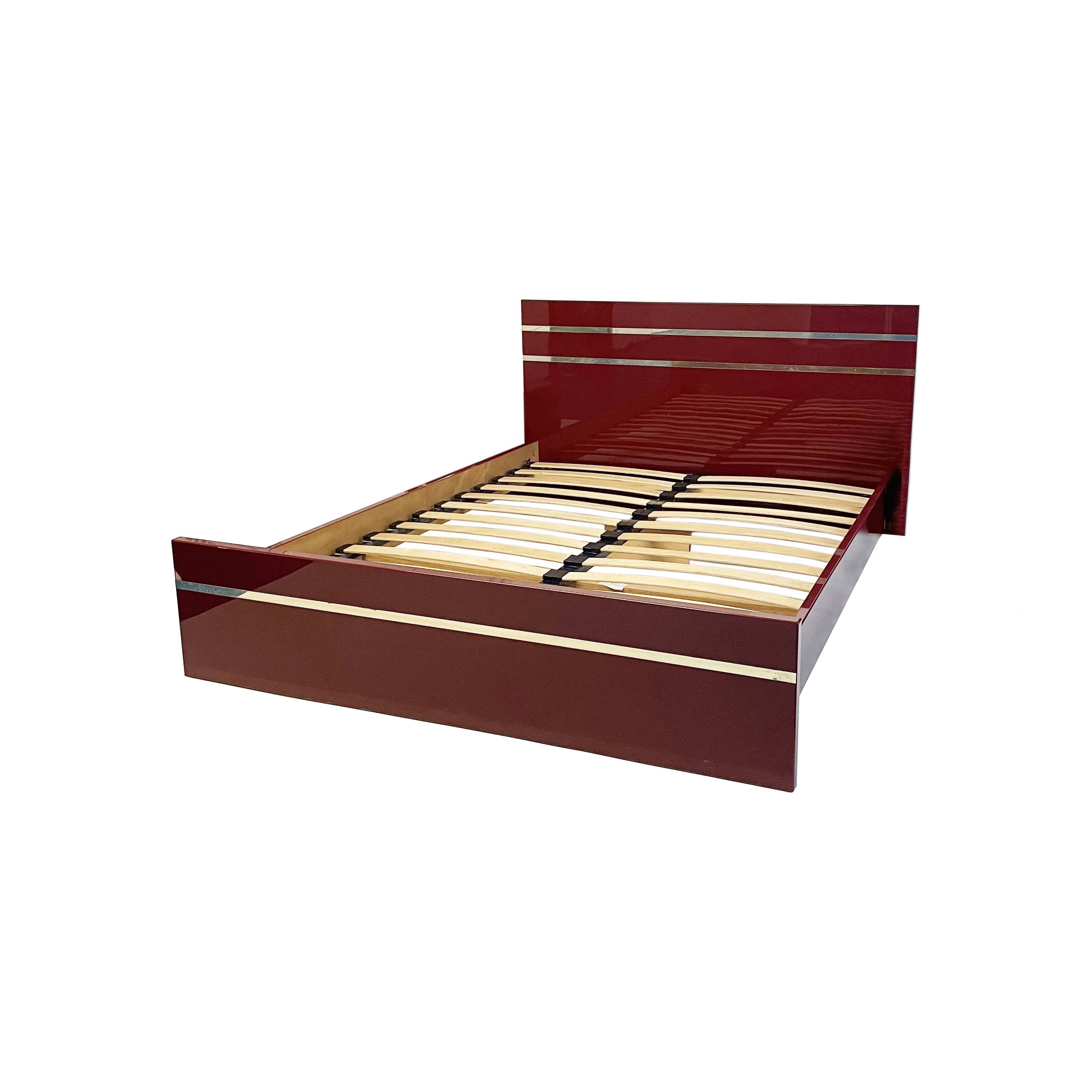 Eric Maville Acrylic Brass Burgundy Double Bed only 1970s