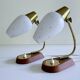 Pair of Scandinavian Lamps, Teak Glass