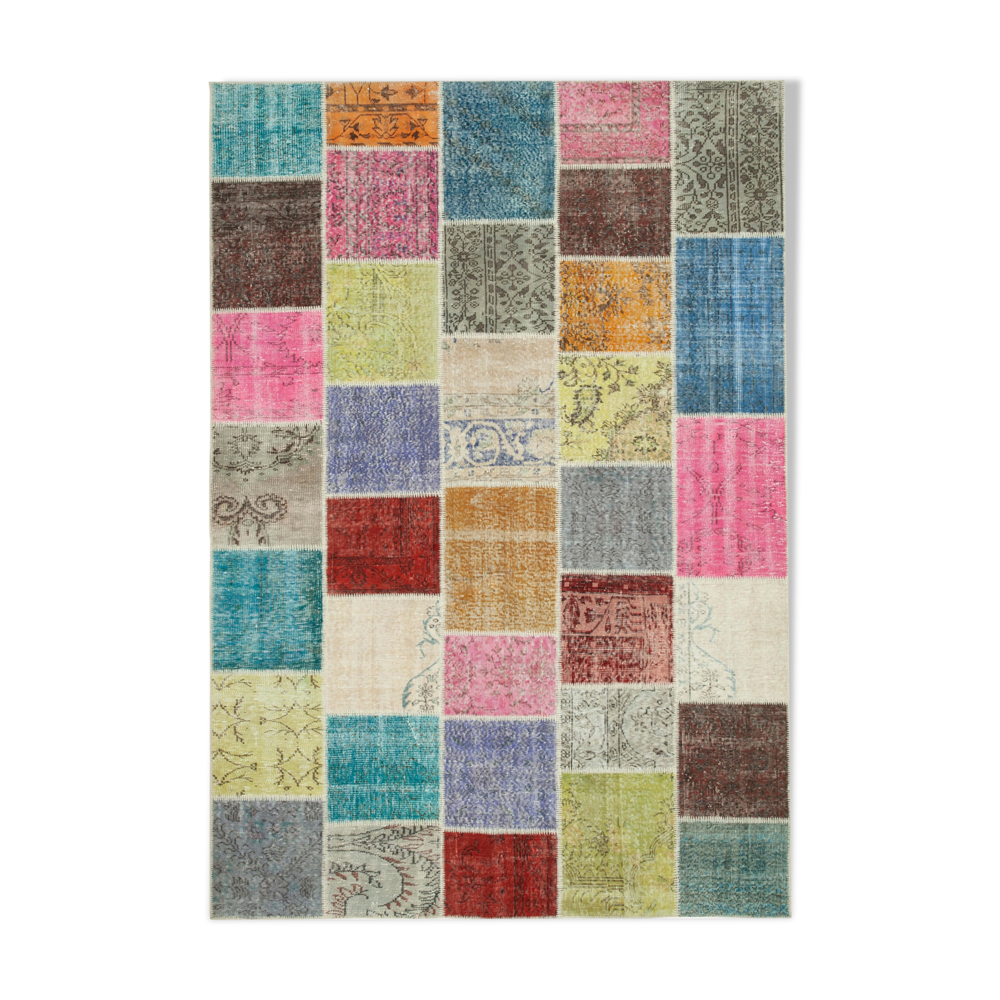 Handmade oriental contemporary 208 cm x 300 cm multicolor patchwork rug