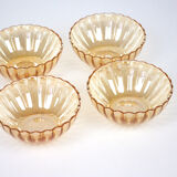 Set of 4 round cups in rosé and pearly glass