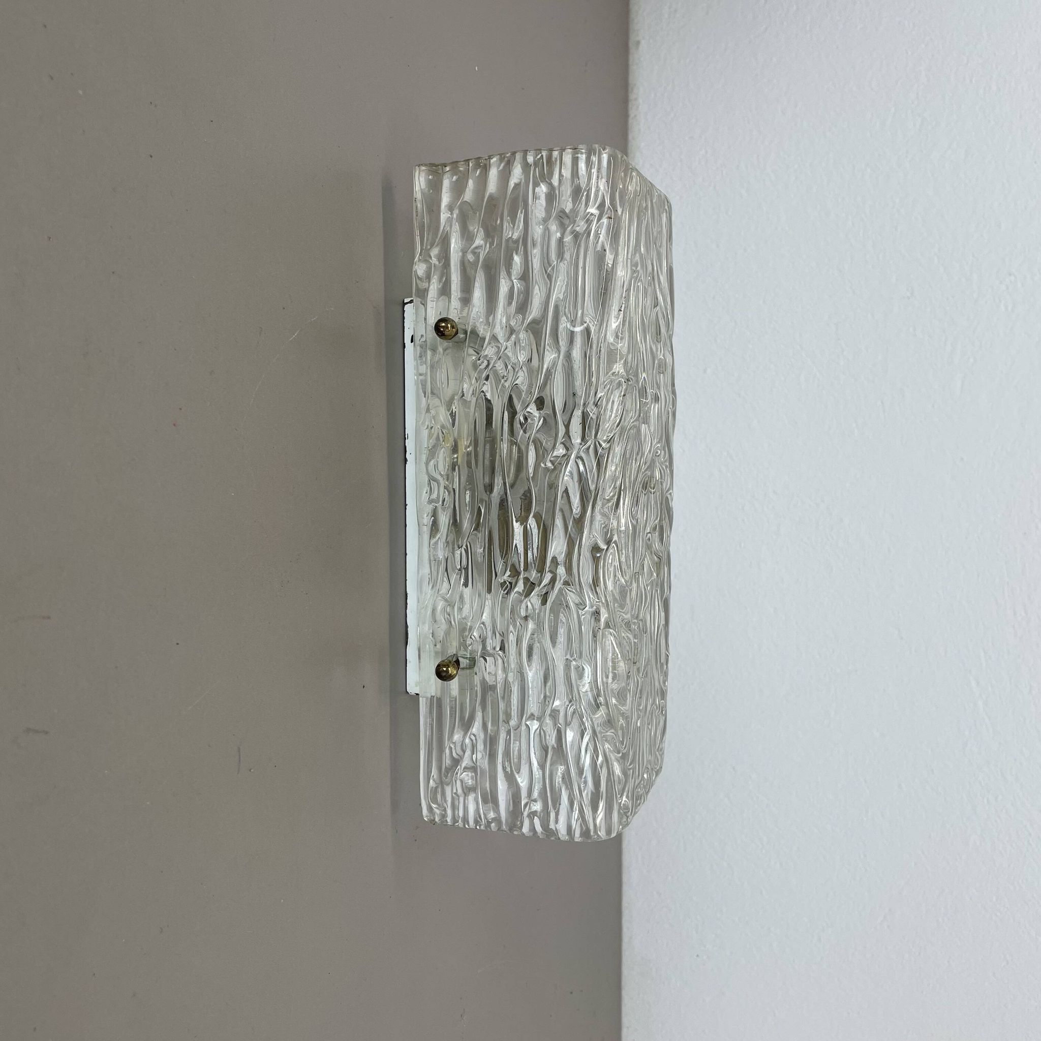 cubic Hollywood Regency Ice Glass Wall Light Made by Kalmar Lights, 1960s