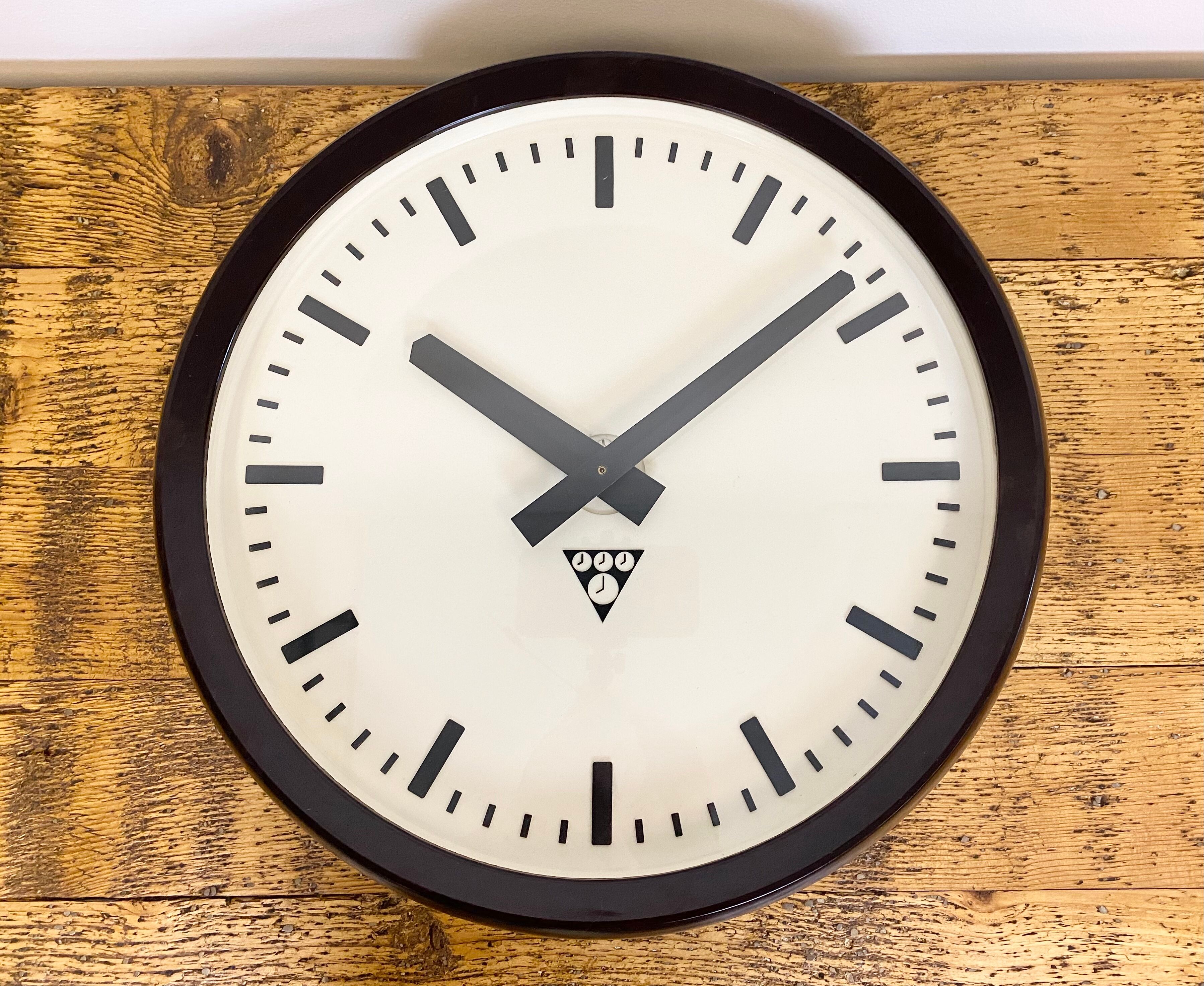 Industrial Bakelite Factory Wall Clock from Pragotron, 1960s