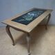 Vintage Oak &  Mosaic Coffee Table with Brids, Louis XV style 1970s