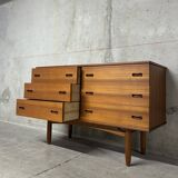 Double enfilade commode with 6 drawers, vintage Scandinavian from the 1960s.