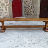 Pair of oak monastic community benches, France, early 20th century