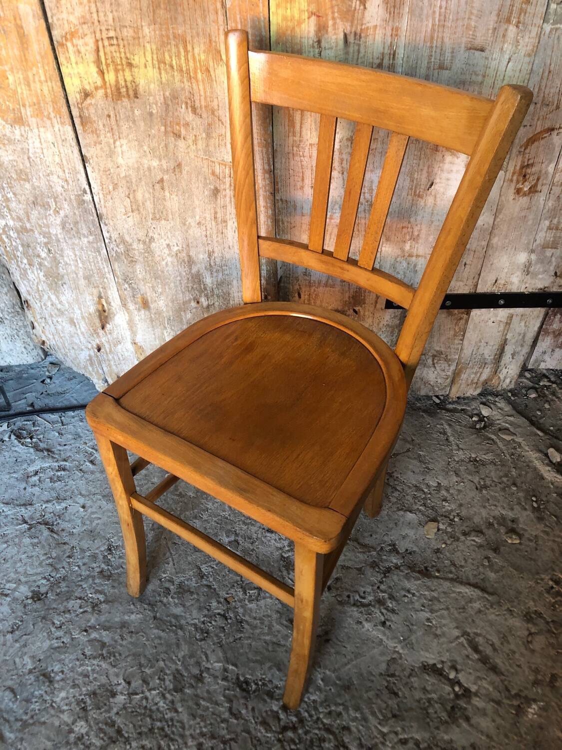 Ancienne chaise bistrot style luterma bois clair vintage #a567