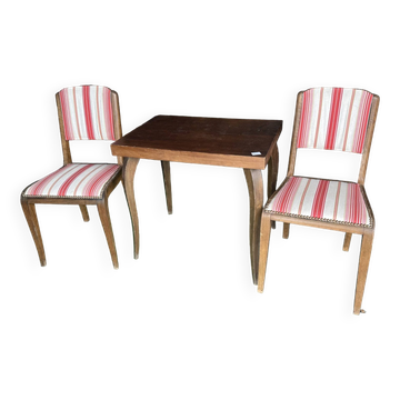 Tables compas et 2 chaises