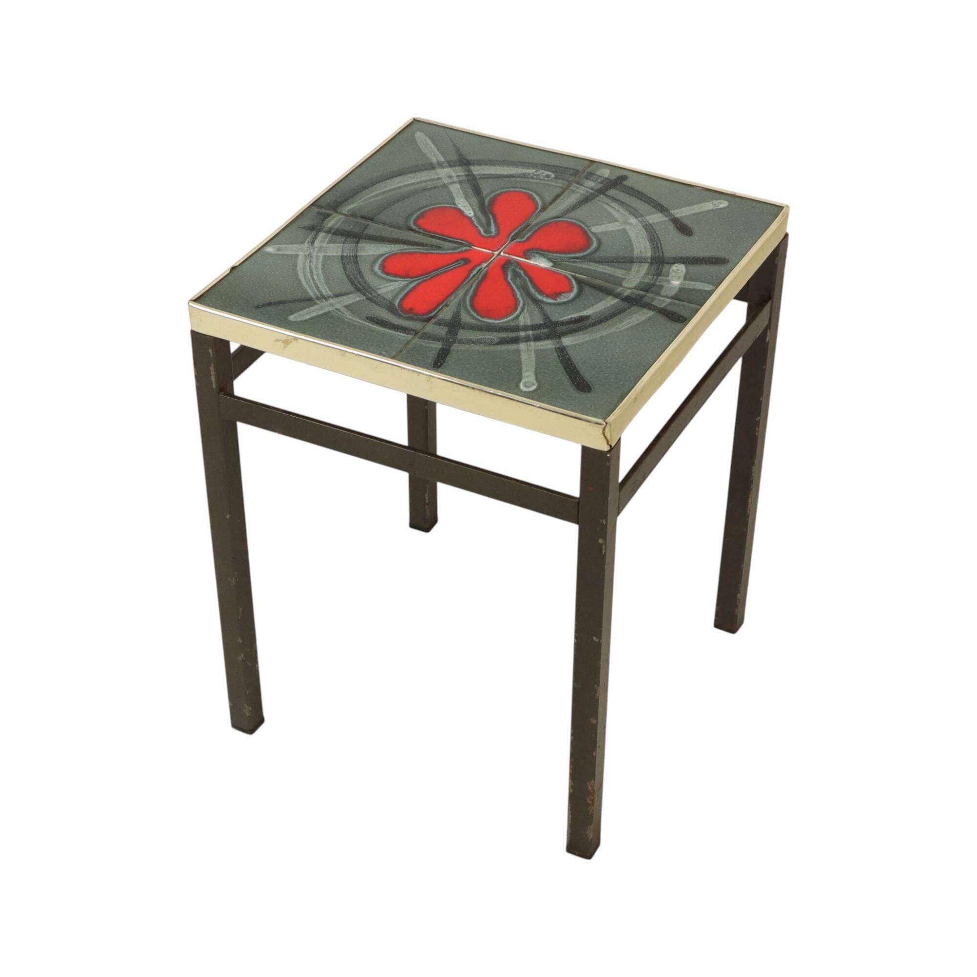 Vintage Square Ceramic Plant Table Tile Table Sixties