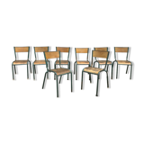 Series of 8 old vintage school chairs
