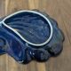Large vintage shell-shaped blue glazed ceramic bowl