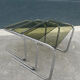 Series of 3 metal and glass nesting tables Space age