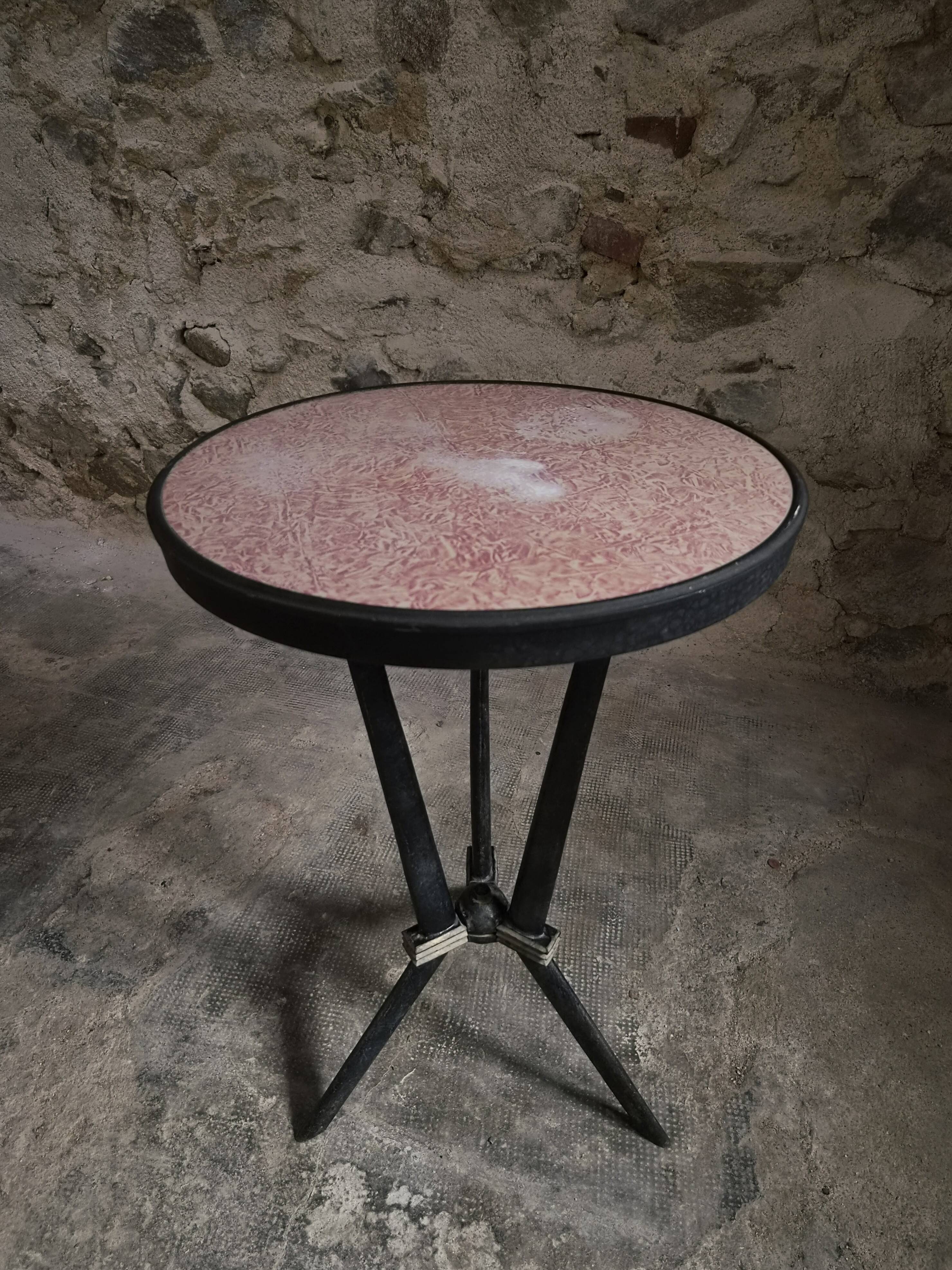 Table bistrot art déco française avec plateau Rex bakélite – c.1930–1940