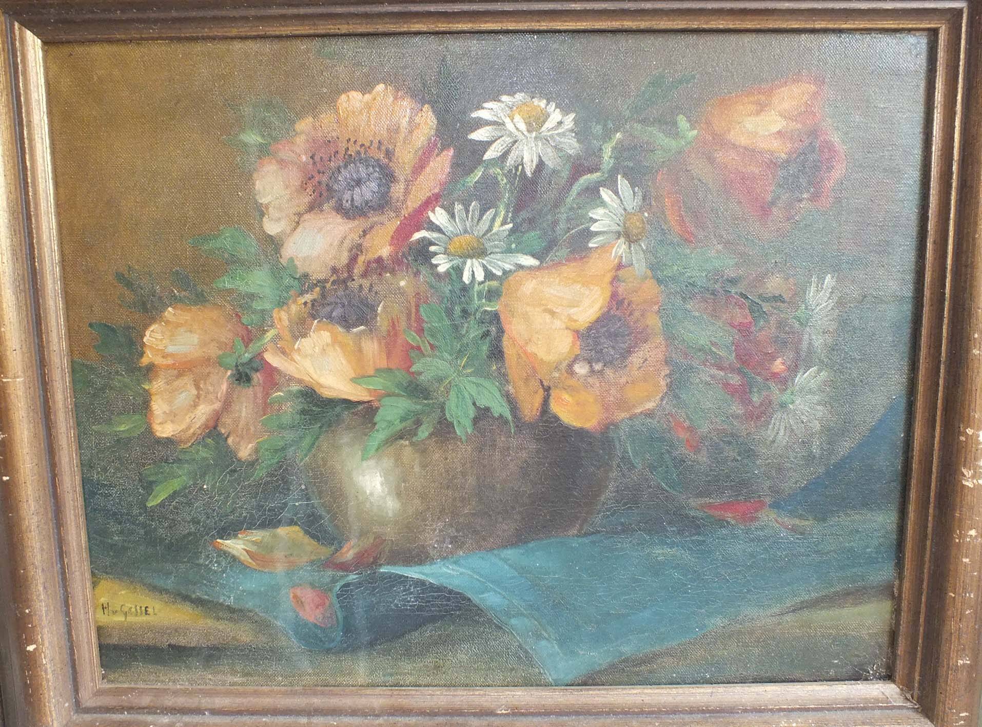 PAINTING - OIL ON CANVAS SIGNED H VAN GESSEL - BOUQUET OF FLOWERS