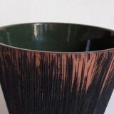 Cache-pot en terre émaillée griffée années 50