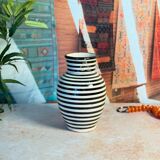 Striped black Kasbah curved artisanal vase