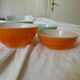 4 green and orange bowls duralex 70s
