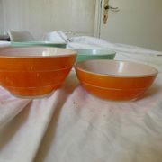 4 green and orange bowls duralex 70s