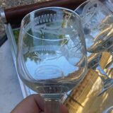 Set of 4 very old blown and engraved glasses