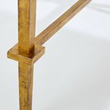 Pair of side tables in gilded iron and black lacquer Maison Ramsay 1950