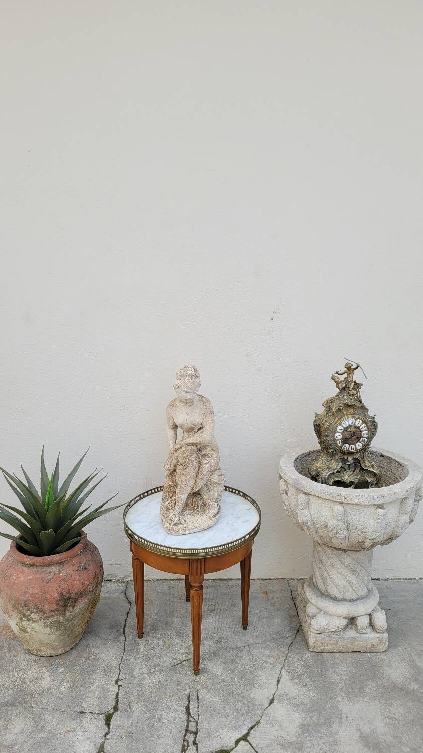 Antique Louis xvi style white marble hot water bottle coffee table