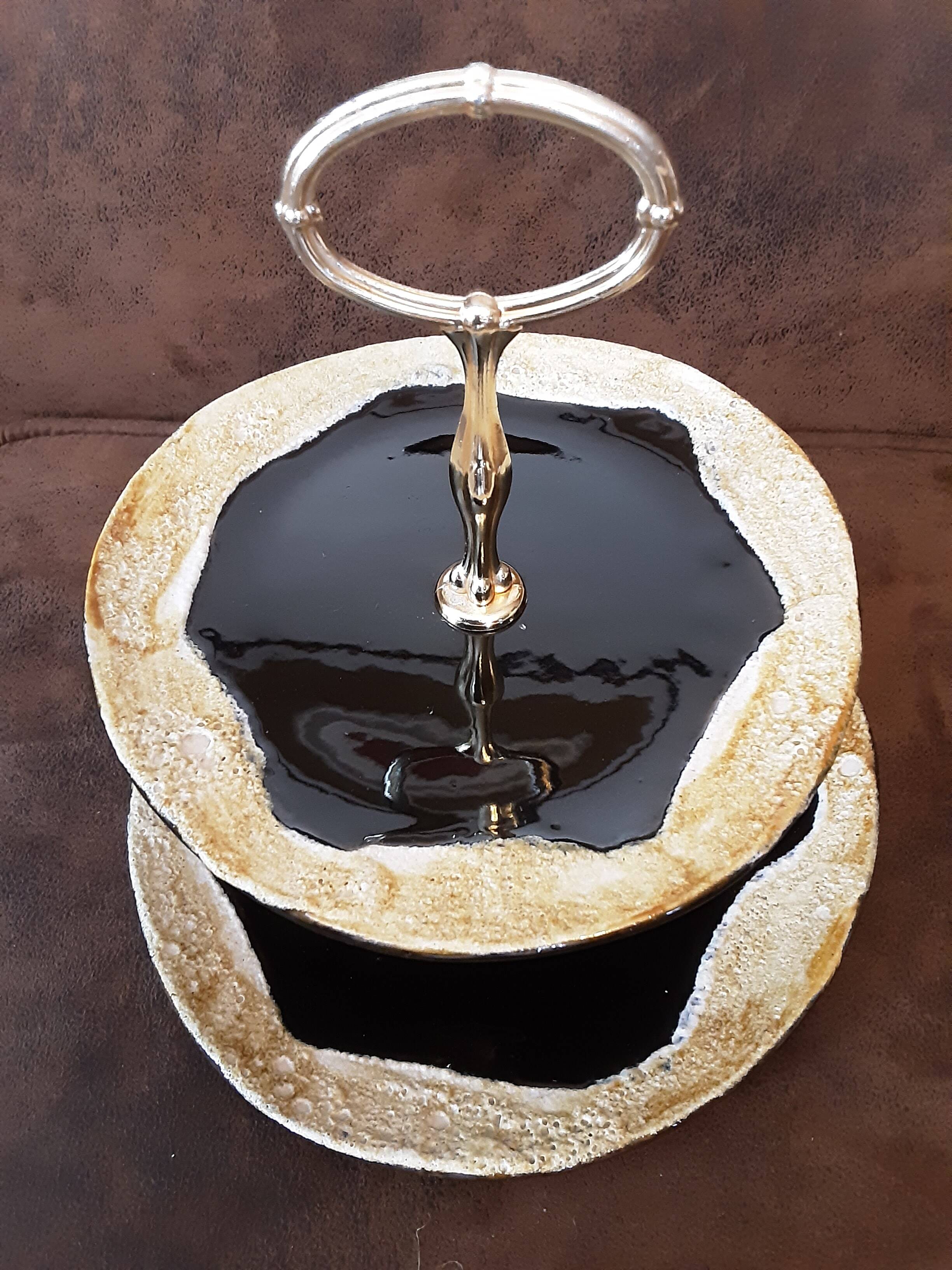 2-tier tray, handmade ceramic