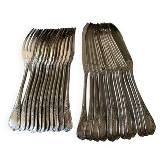 12 Christofle silver-plated fish cutlery sets