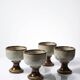 Set of 4 vintage glazed stoneware cider bowls/ice cream cups with stems.