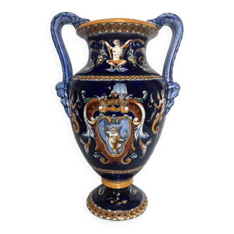 Gien earthenware vase, renaissance model