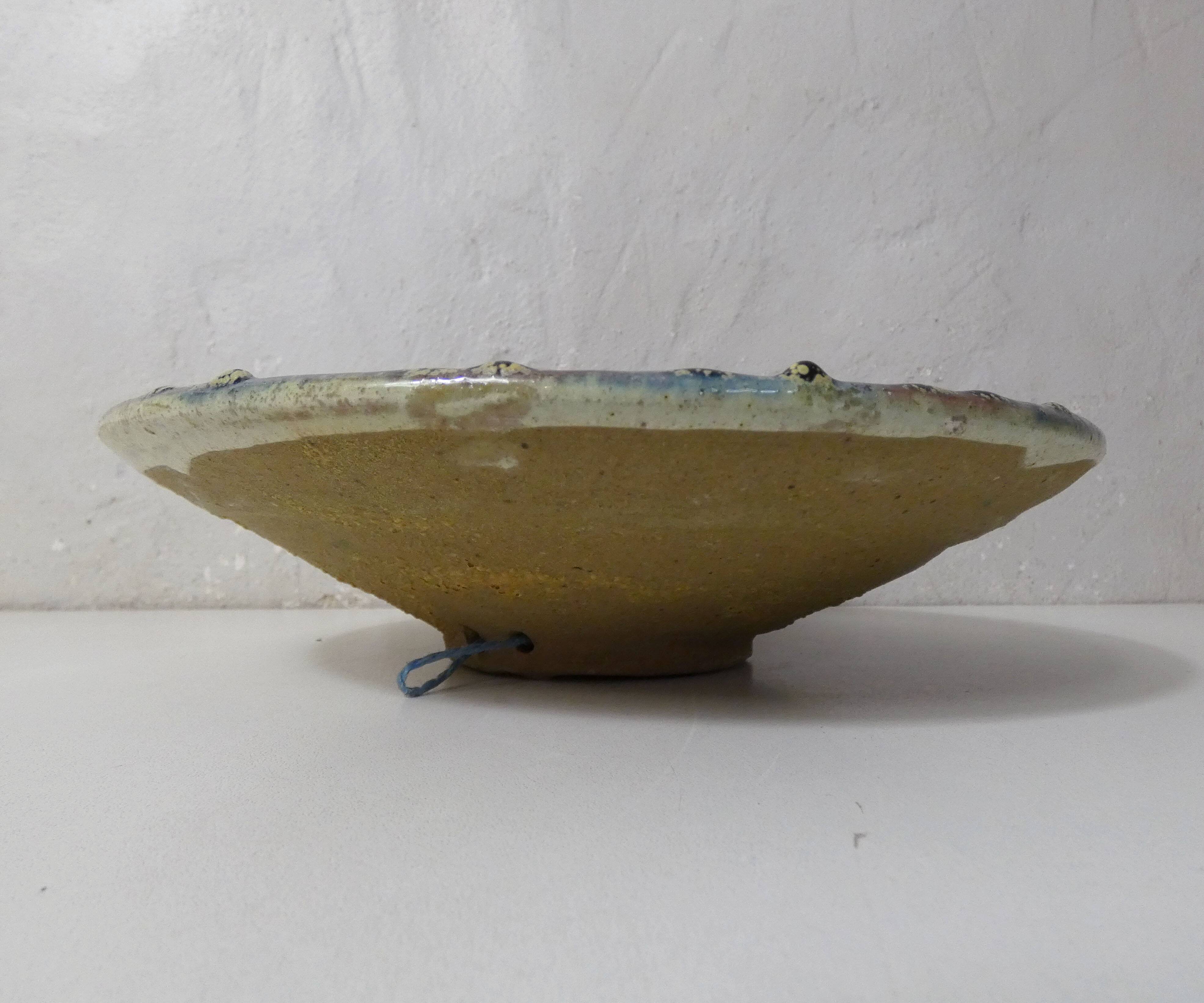 compotier coupe à fruits en grès émaillé vintage