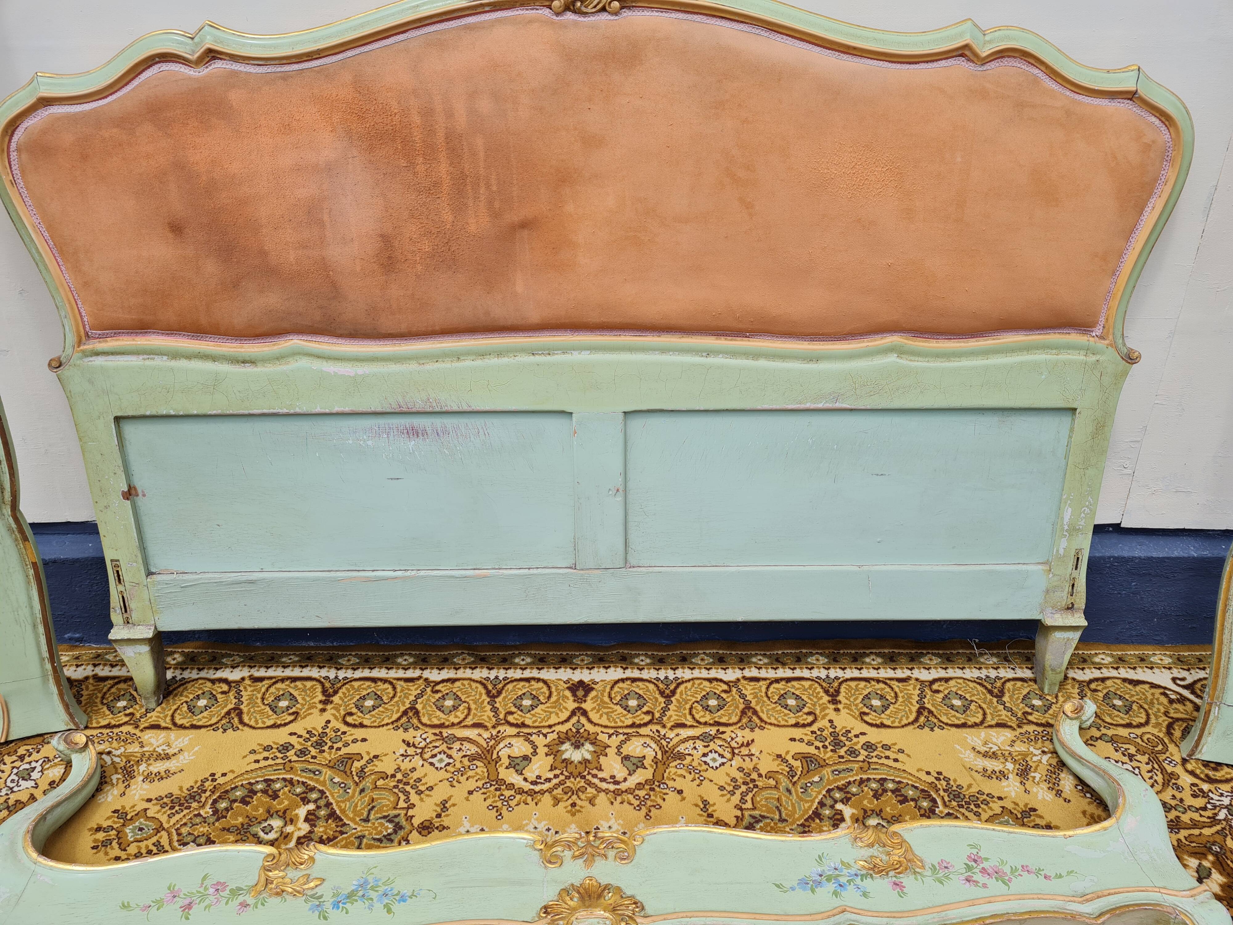 Louis XV style bed in lacquered and gilded wood