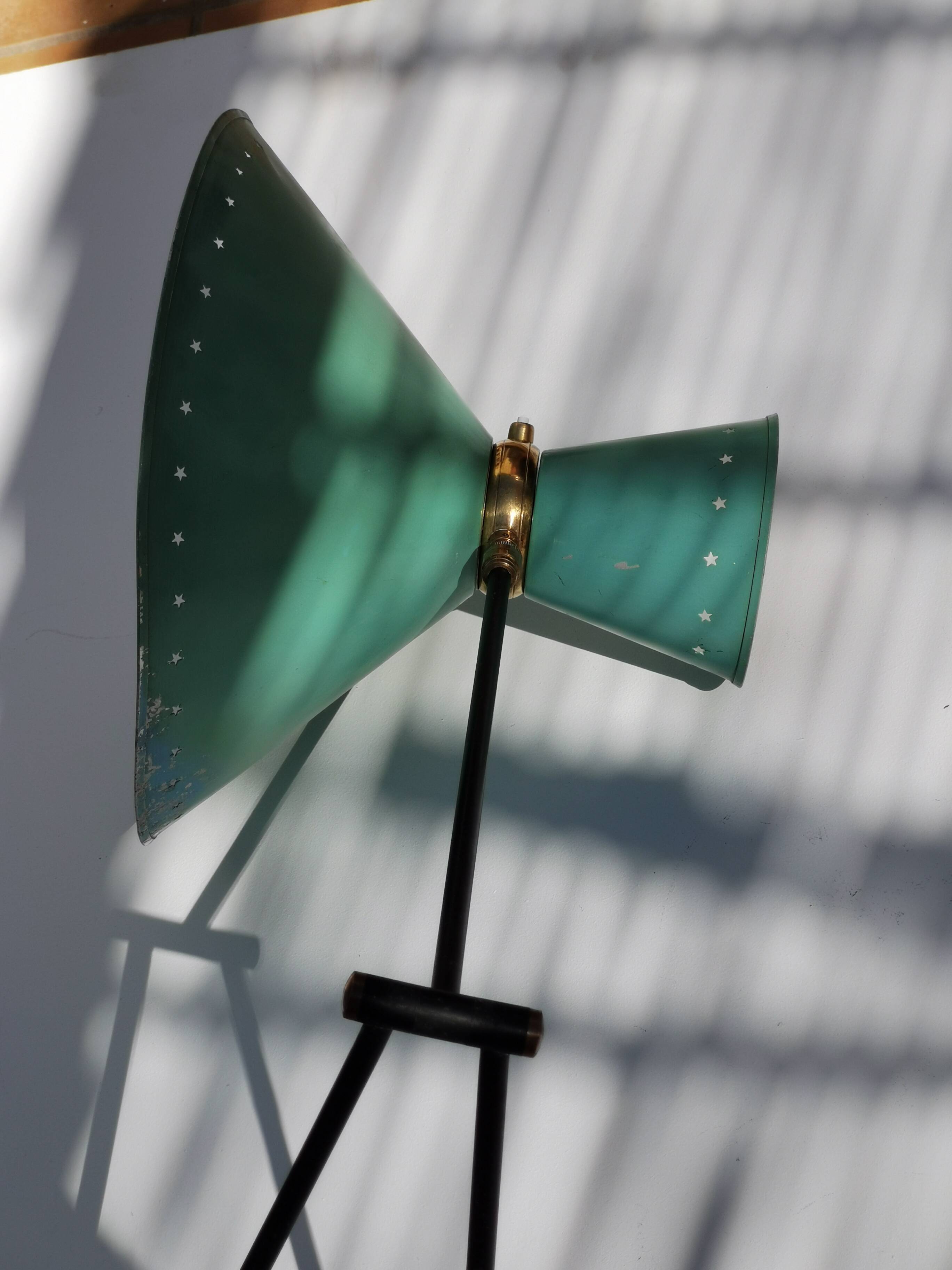 Large Diabolo Wall Lamp René Mathieu for Lunel water green color