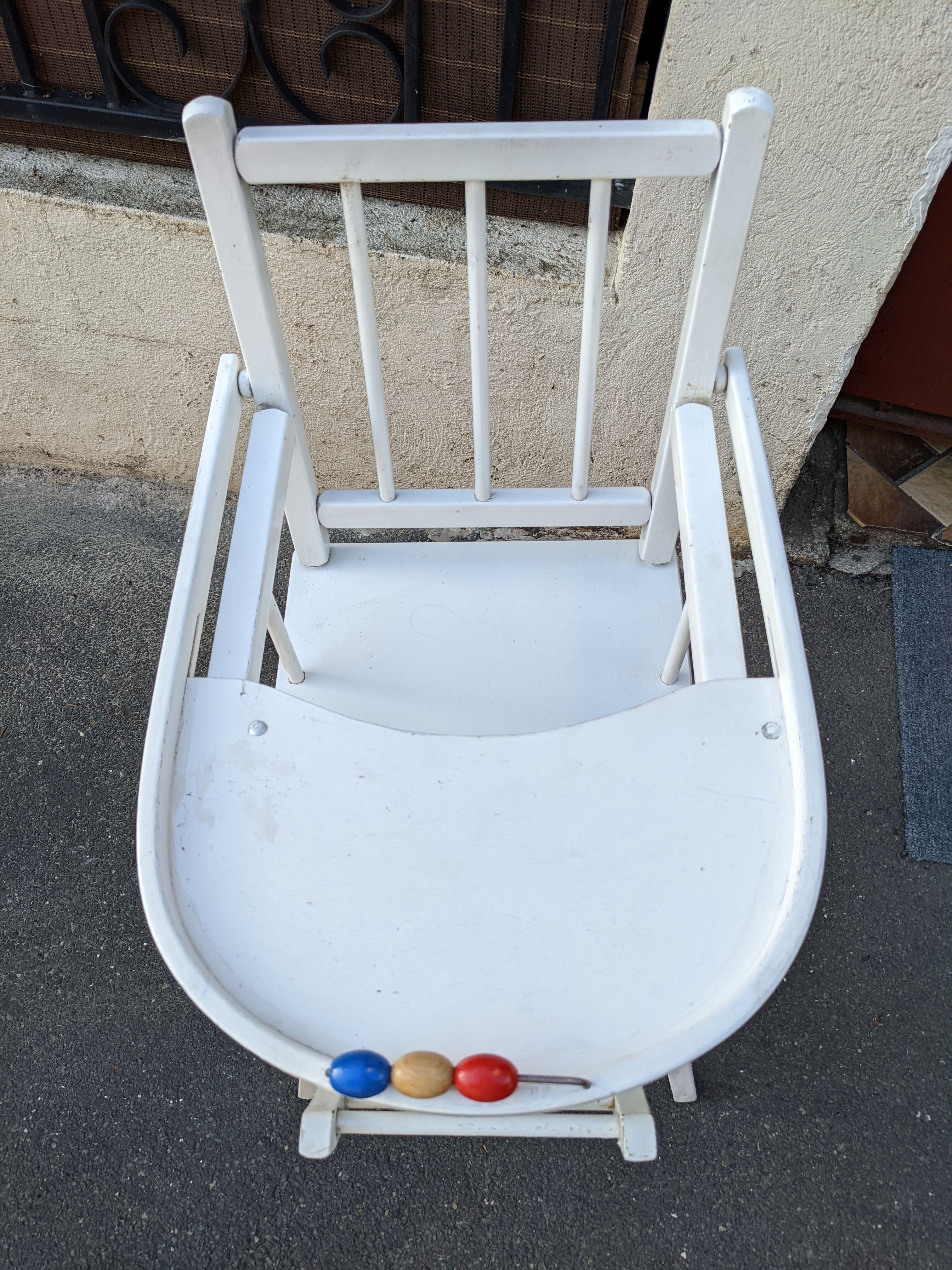 Baby chair high chair made of vintage wood