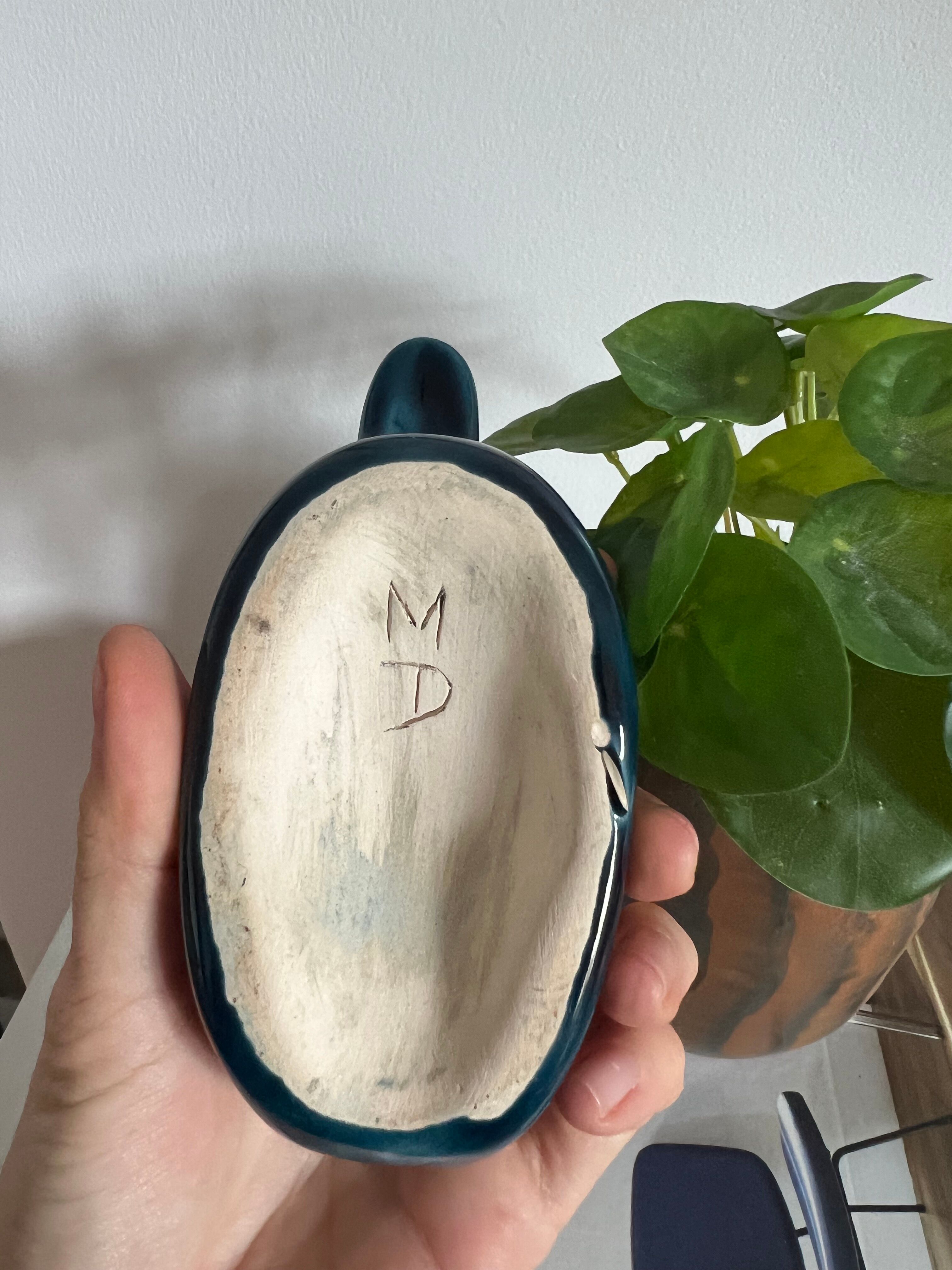 Decorative ceramic duck painted and signed, vintage