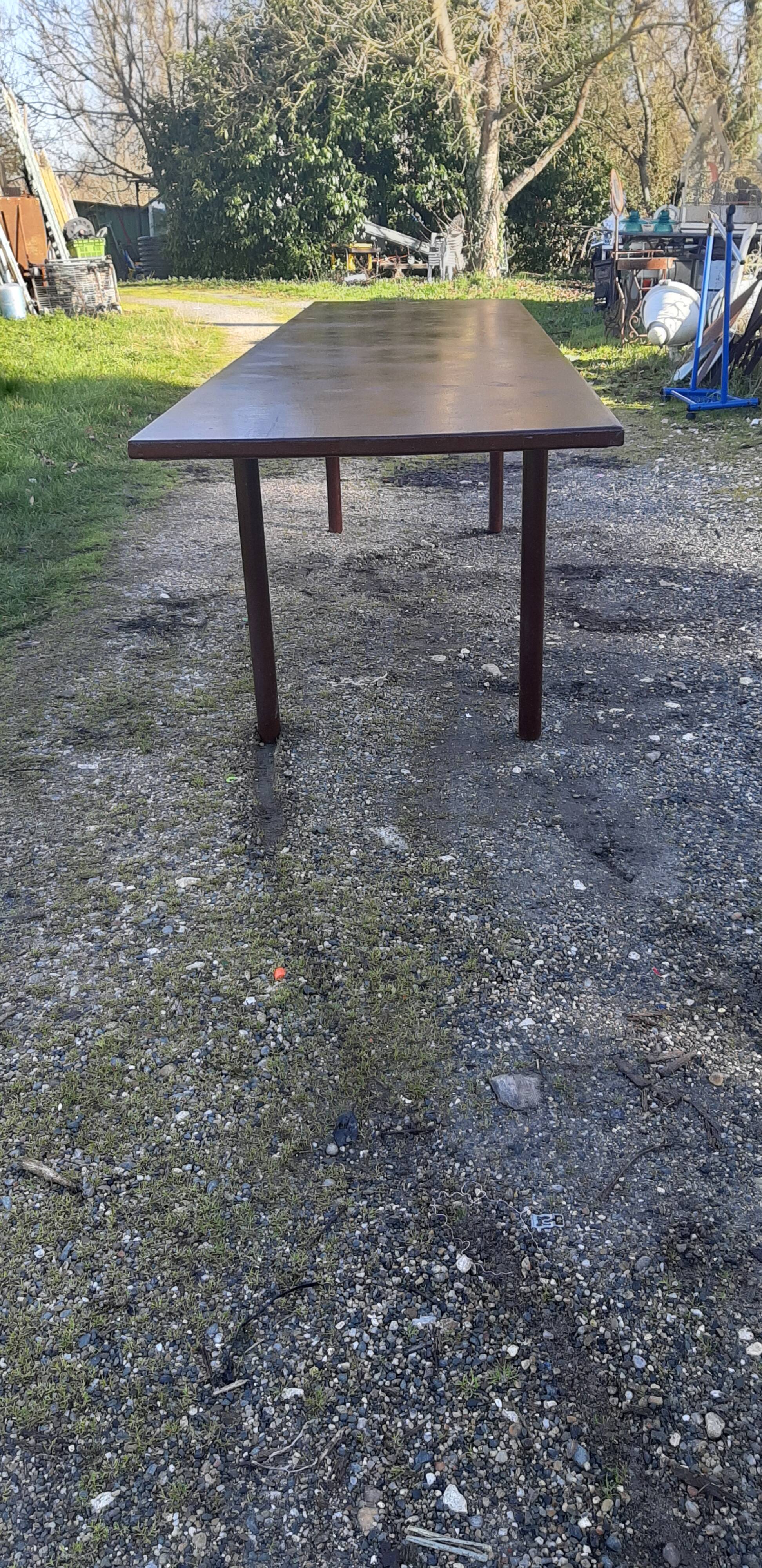 Industrial iron and wood table