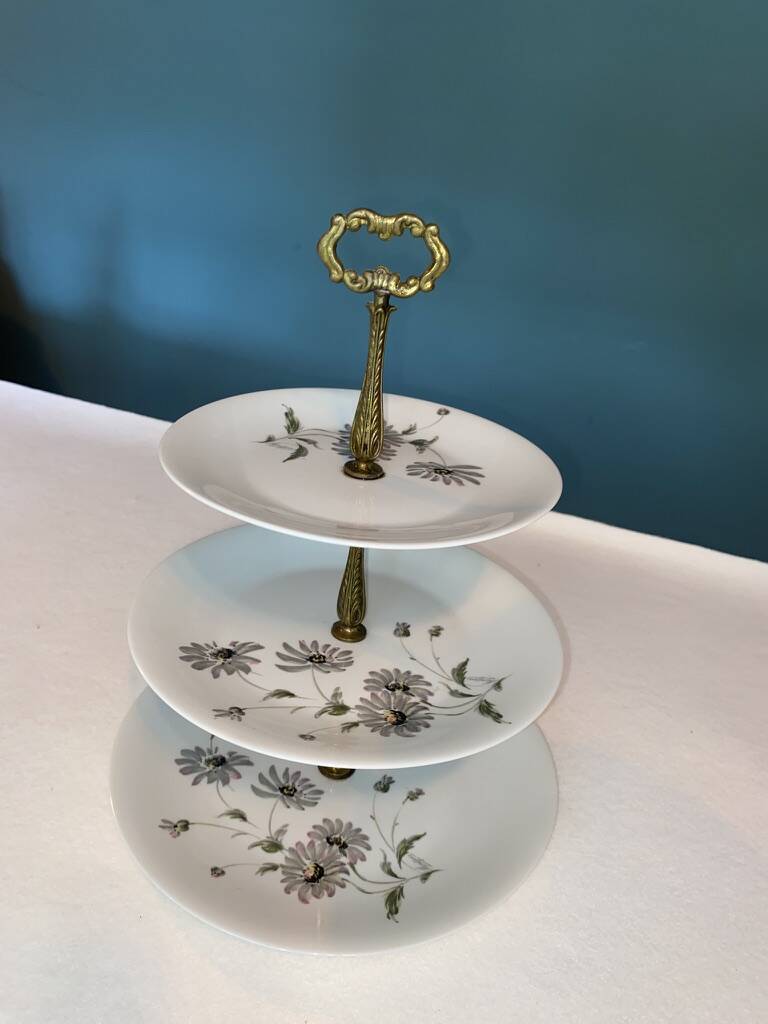 Silent Servant 3-Tiered Limoges Porcelain – Floral Decoration "Montjoie"