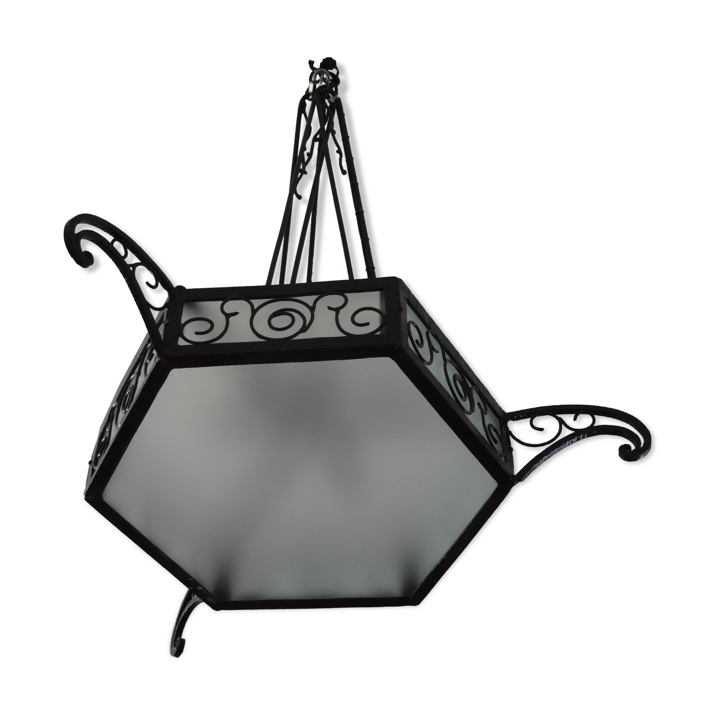 Lustre art déco en fer forgé