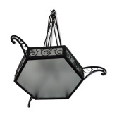 Art deco suspension chandelier in wrought iron
