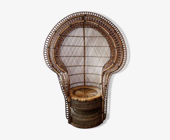 Vintage Emmanuelle de Kok armchair in wicker and bamboo 1970