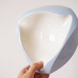 Large white and sky blue ceramic catchall from the 1950s.