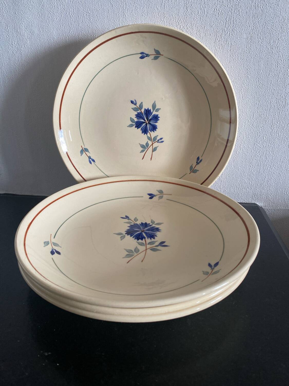 4 Saint Amand dessert plates, Prisca flowers model