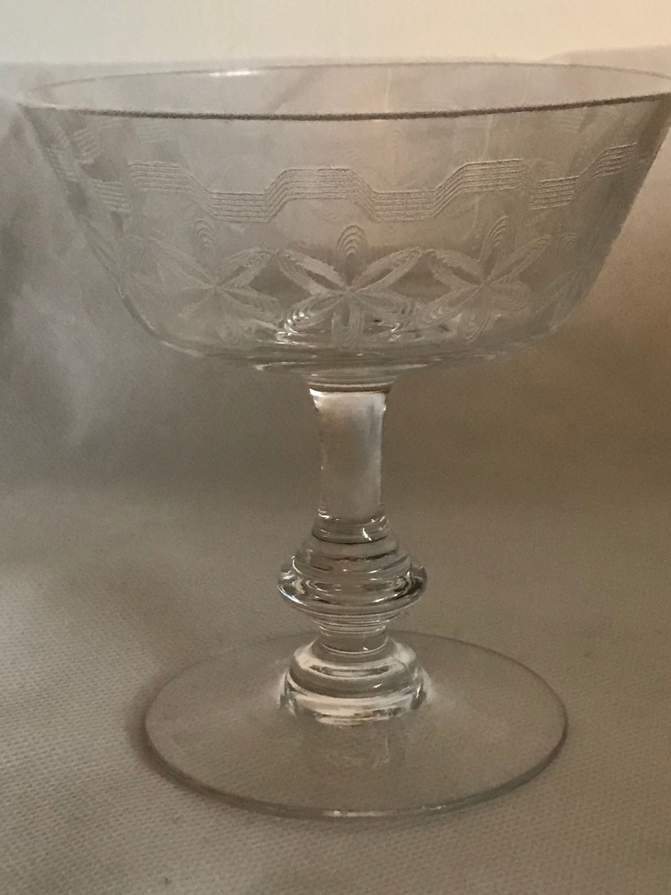 5 19th-century crystal champagne glasses