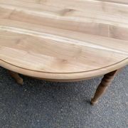 Round extendable dining table Louis Philippe stripped in solid cherry wood 1