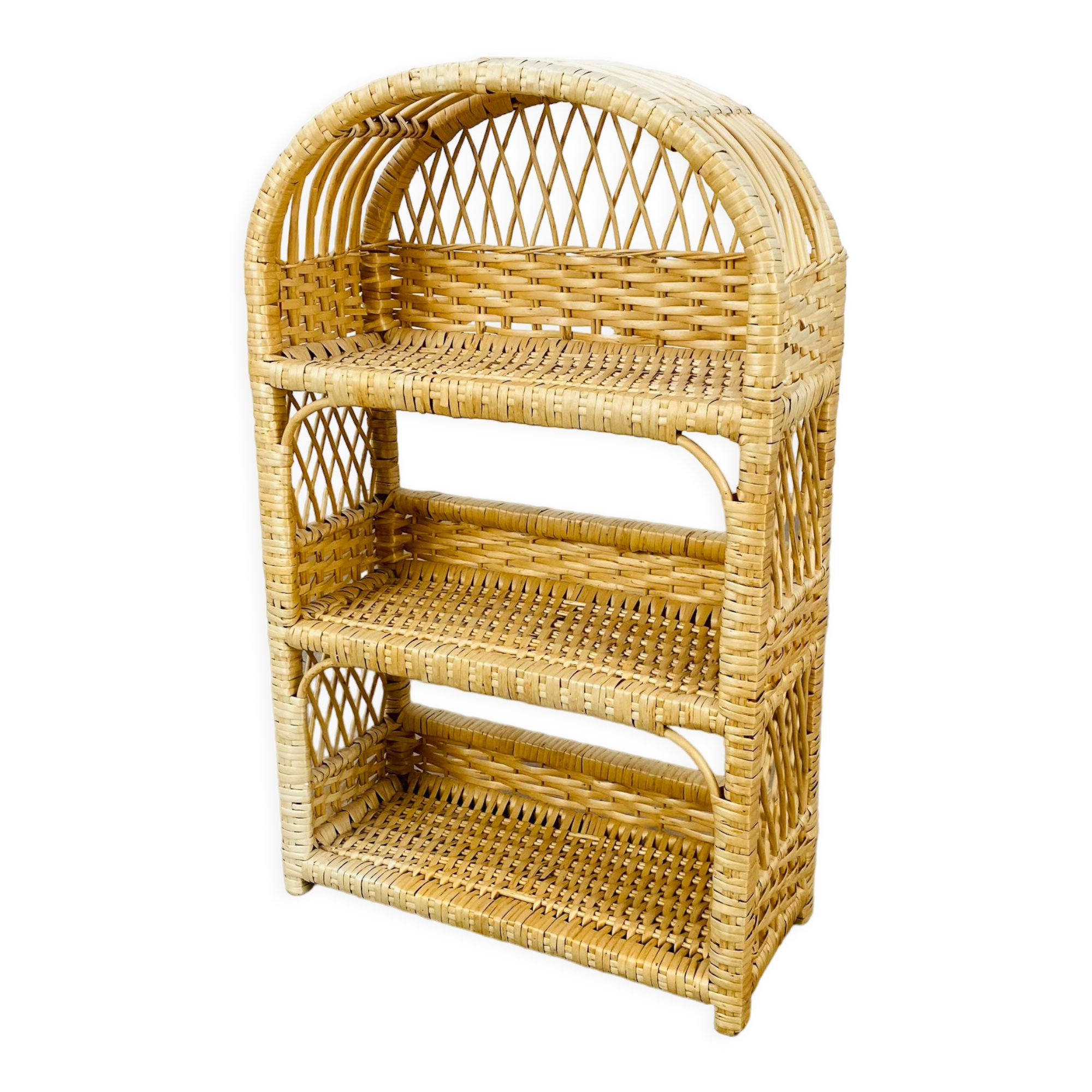 Rounded rattan shelf 60s